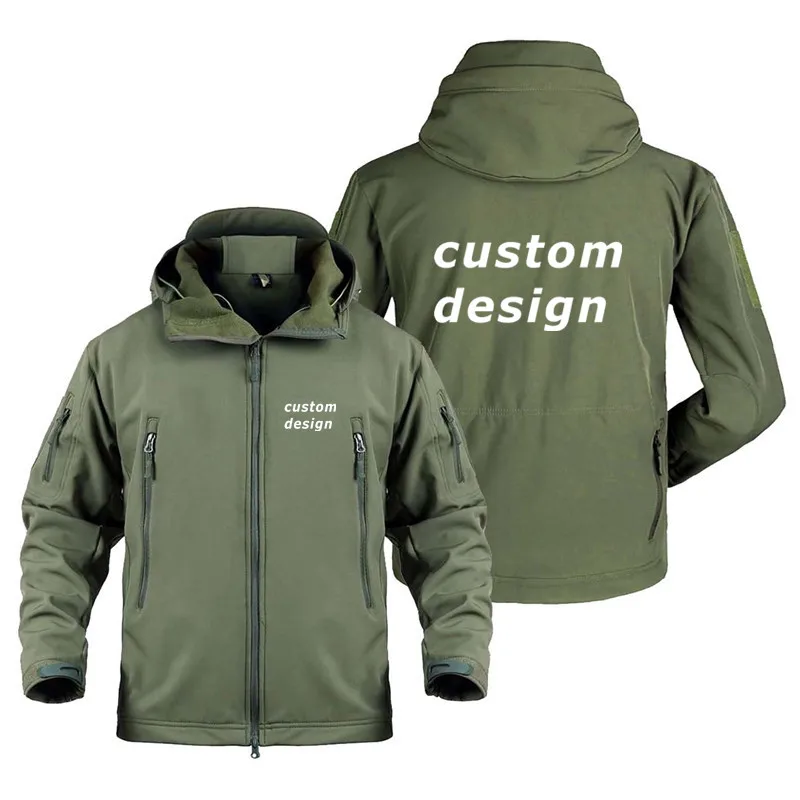 Custom Design Support Customization Diy Logo Multiple Pockets Fleece Warm SoftShell Jackets for Men Military Outdoor Man Coat 3
