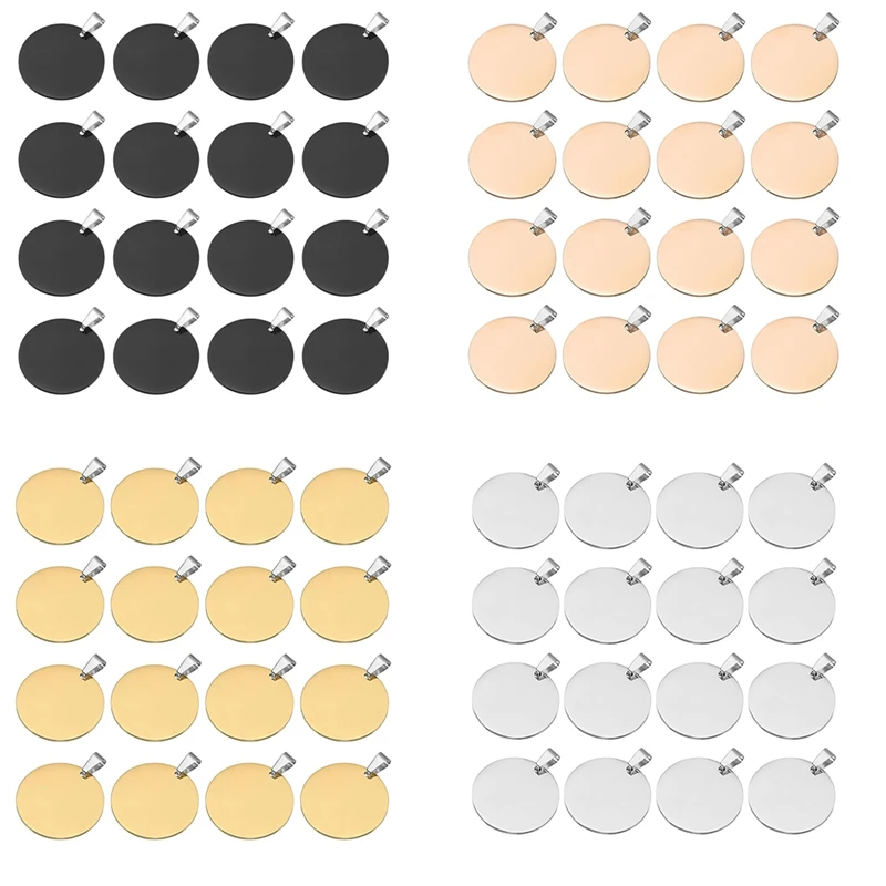 16Pcs Metal Stamping Blanks, 30Mm Round Stamping Name Tags Blanks Metal Plate With Hole, Dog Tags