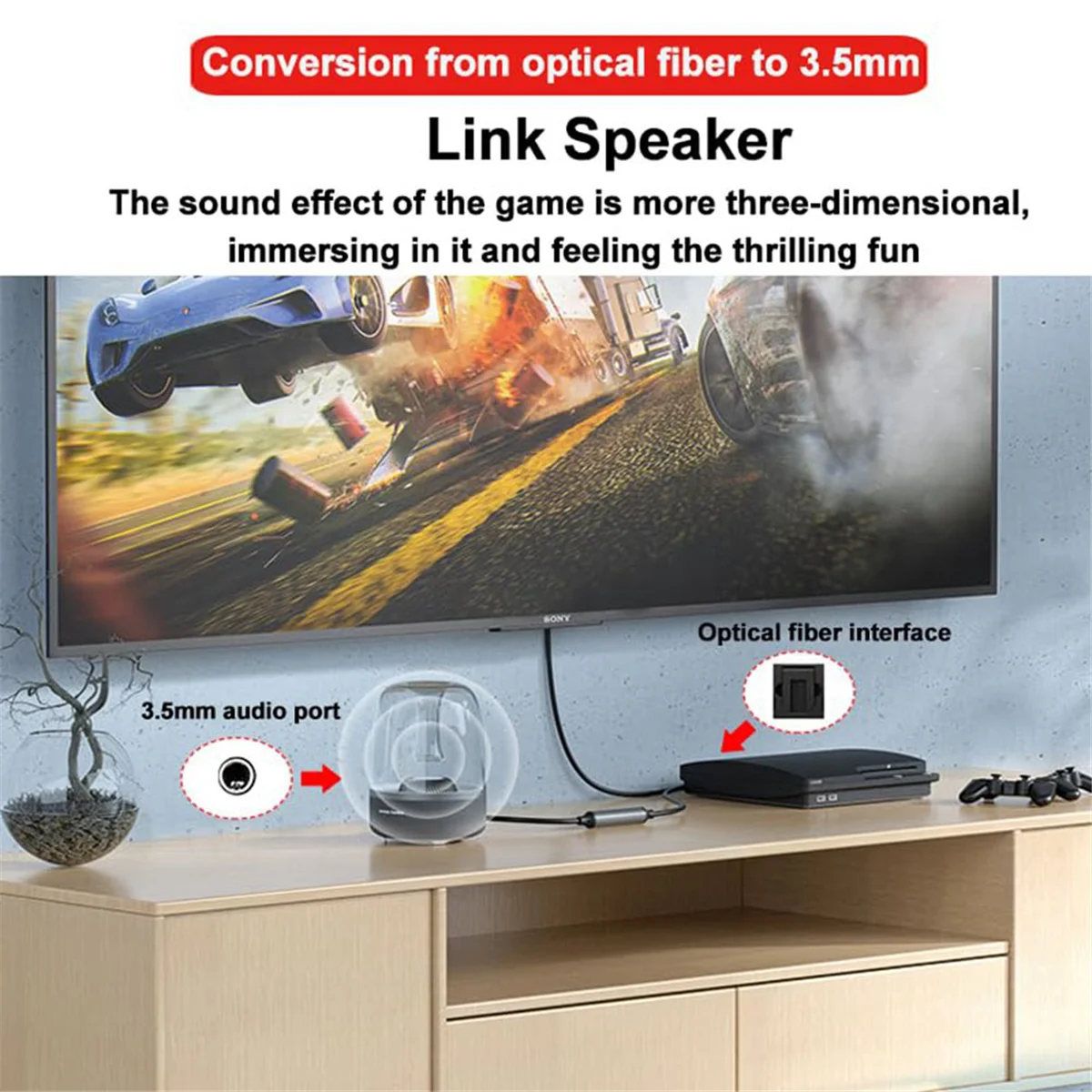 디지털-아날로그 오디오 변환 케이블, 디지털 SPDIF/광학 및 동축-아날로그 L/R RCA 및 3.5mm AUX 스테레오 오디오 케이블