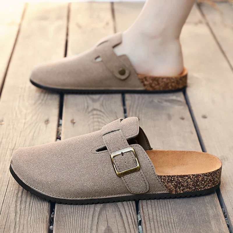 Waterproof Boken Half Dragged Men's Outerwear Spring Autumn New Edition Thick Bottom Boken One Step Cork Leisure Slippers