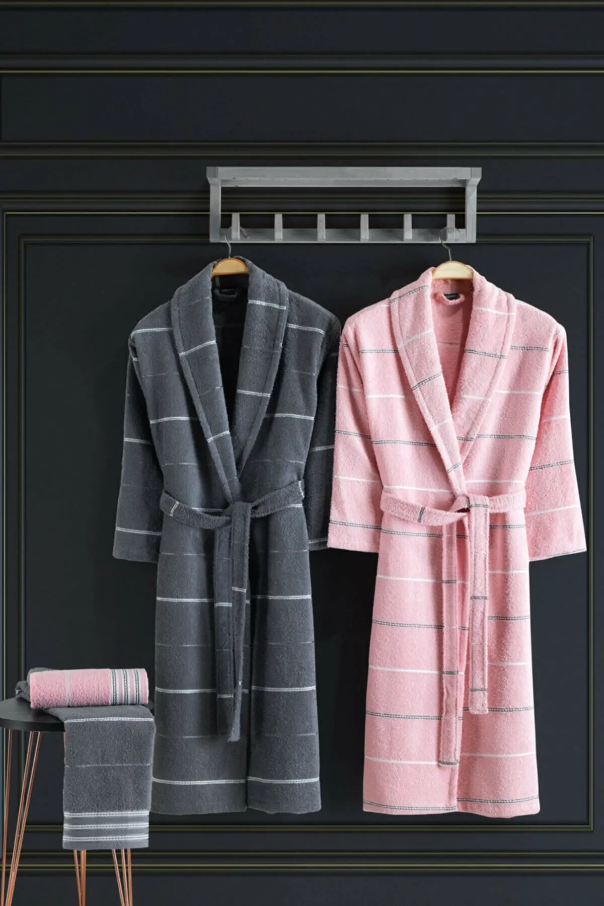 Robe Set Bathrobe Set All Sizes 4PC Men Women Bathroom Bath Towel 100% Cotton Thick Warm Autumn Winter Nightgown Casual Turkey lovers 100% cotton terry bathrobe solid cotton towel men and women warm long bath robe loose hotel couple nightwear robes