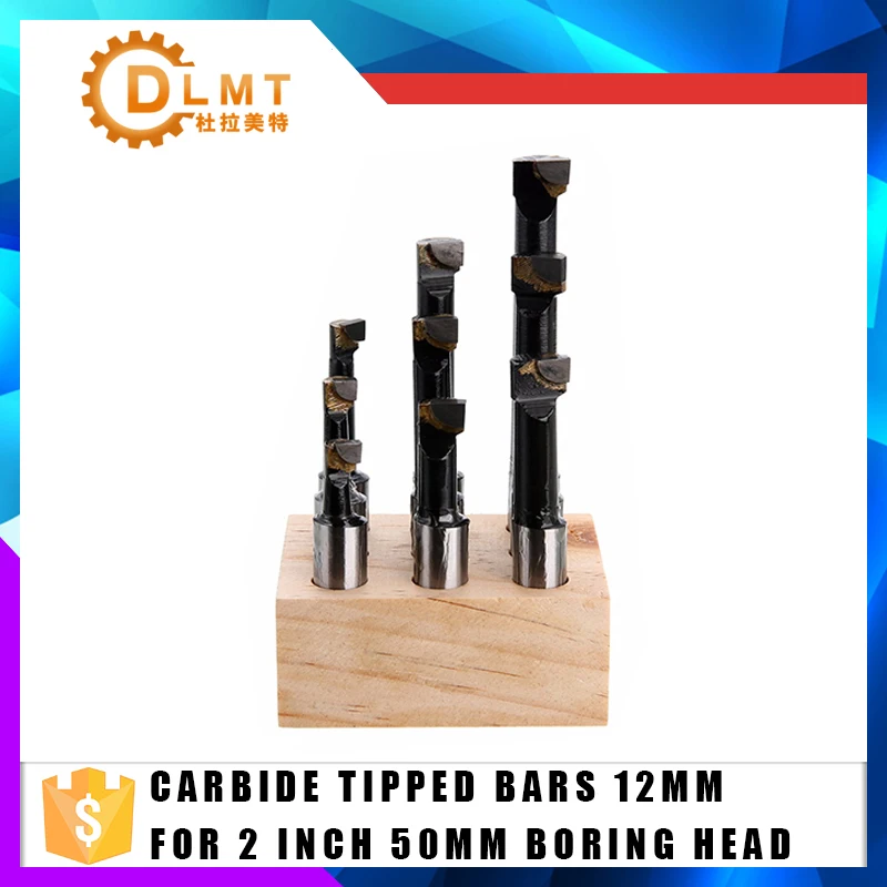9PCS Durable Hard Alloy Shank F1 Boring Bar Set Carbide Tipped Bars 12MM For 2 Inch 50MM MT R8 BT NT Boring Head Lathe Milling