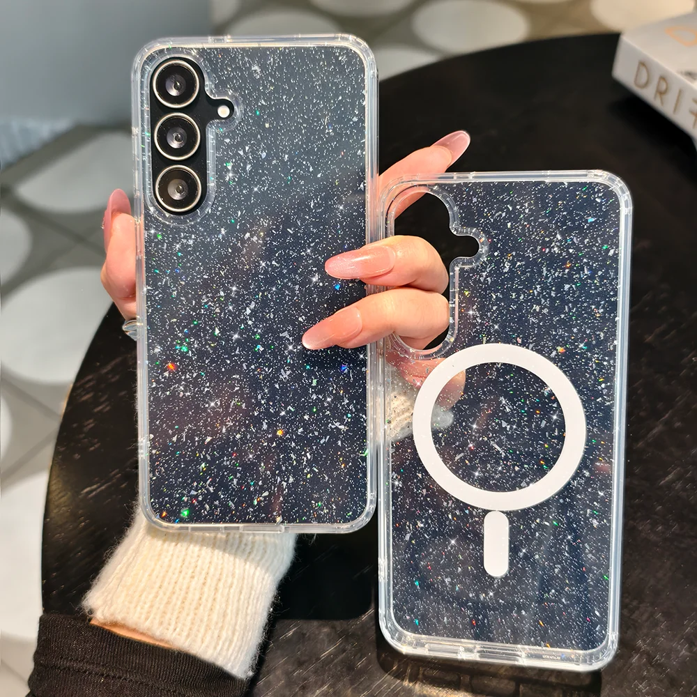 Premium Transparent Sequin Protective Case with MagSafe Magnetic Cover