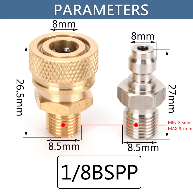 Quick Disconnect Connect Fittings and Couplers Set NPT Quick Release Couplings Air Refilling M10x1 BSPP 4500psi Air Pumps 2pcs quick connect fittings,air pump parts