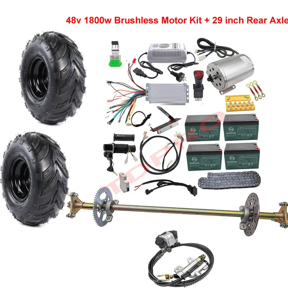 

TDPRO 29" Go Kart Rear Axle Kit + 6" Wheels + 48V 1800W Electric Motor Battery DIY