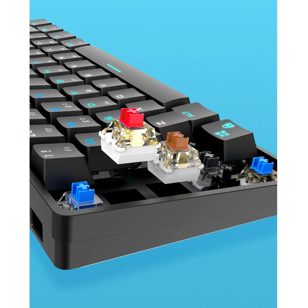 Wireless keyboard Bluetooth the third mock examination 61 RGB green axis mobile tablet notebook desktop game mechanical key_voghion.com
