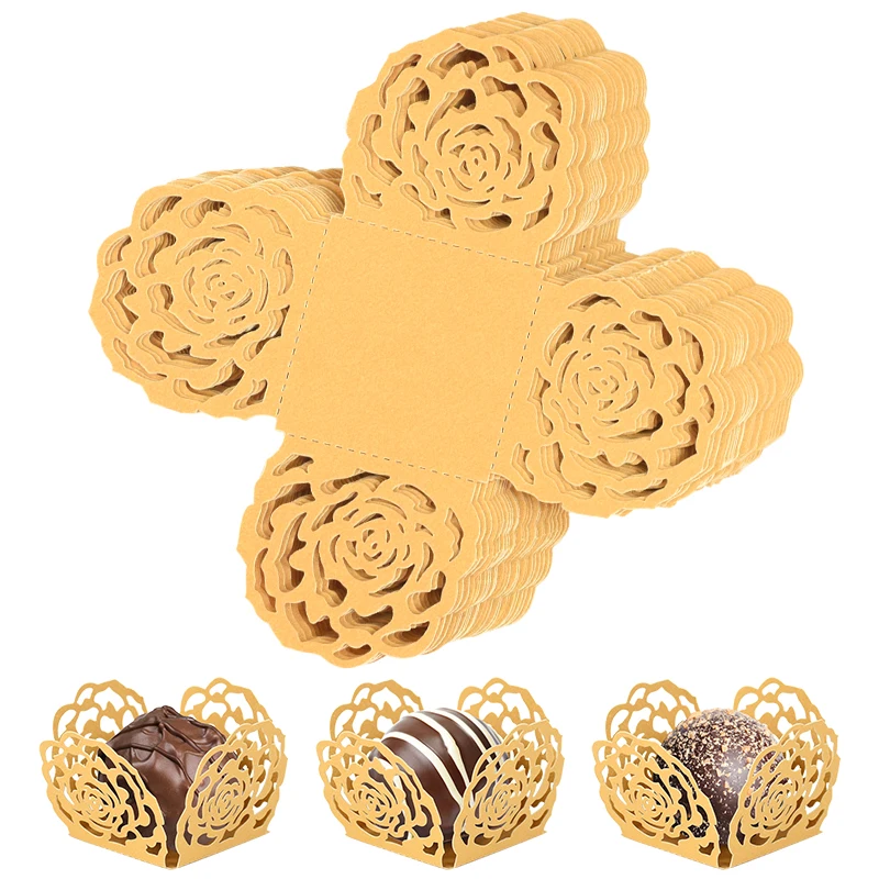 30/50pcs Chocolate Wrappers Wedding Truffle Candy Paper Box Mini Baking Cups Cupcake Tray for Birthday Party Decoration Supplies