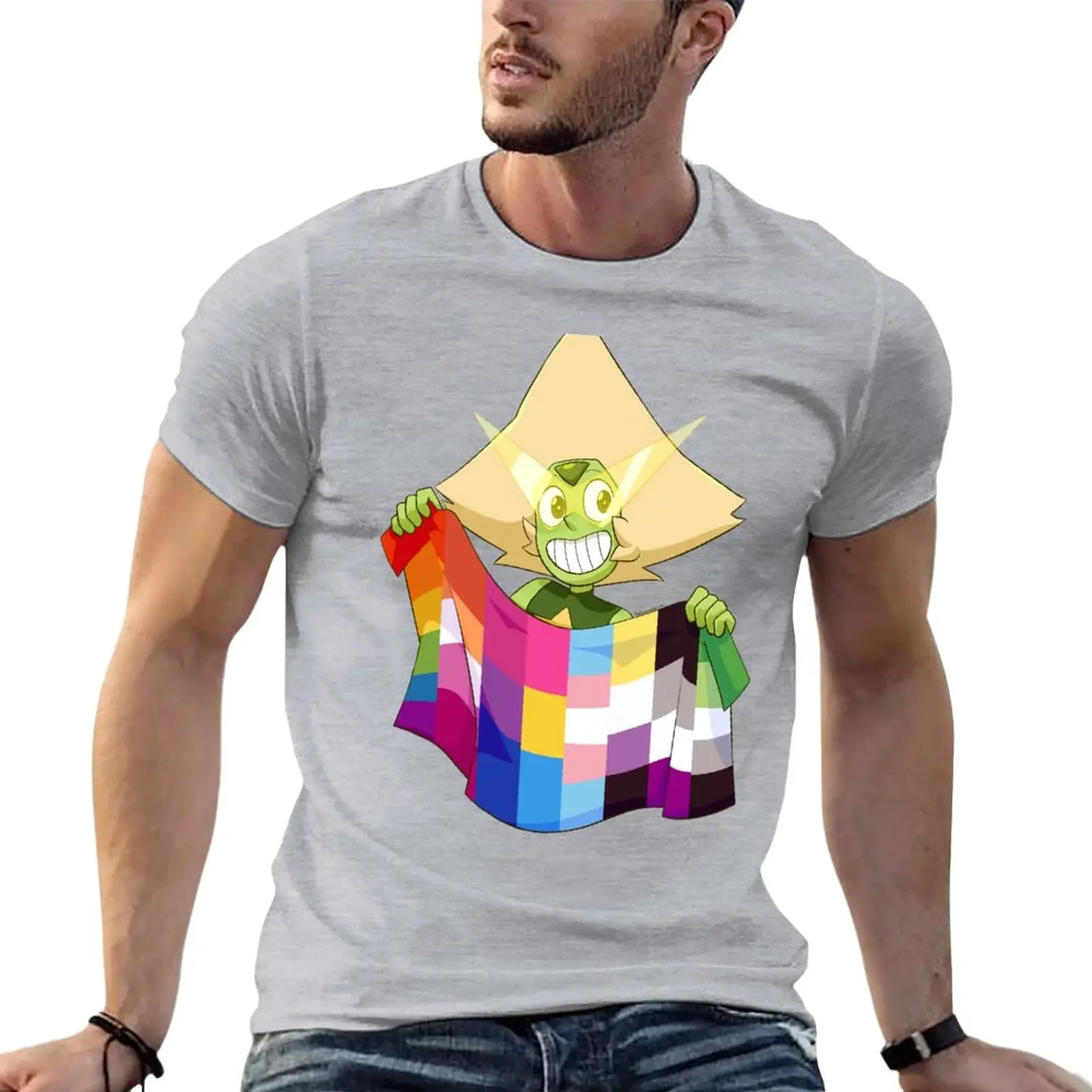 

LGBT+ Pride Flag Peridot T-Shirt summer tops blanks animal prinfor boys funny t shirts for men