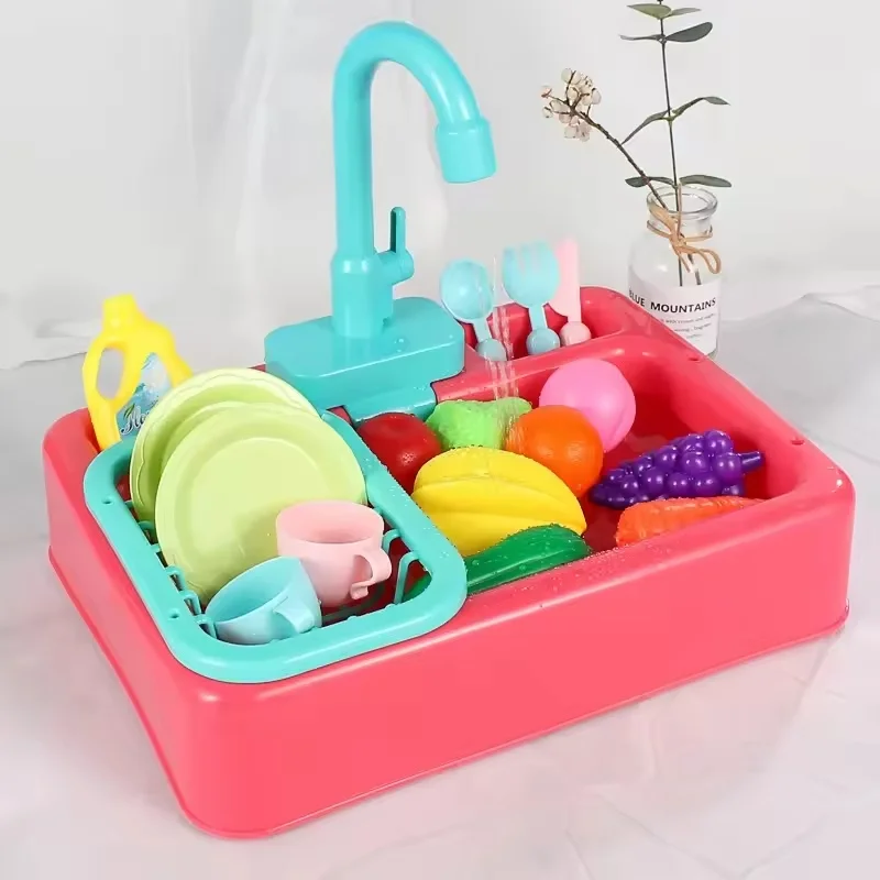 Kitchen Toy Plastic Dish Wash Sink Set Children Simulation Pretend Role Play Housework Kit Early Educational Toys For Children kitchen sink toys pretend kitchen toys kitchen toys educational toys