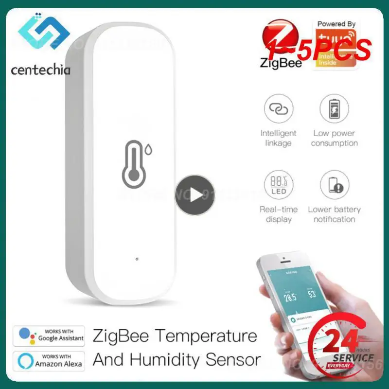 

1~5PCS Tuya /WiFi Temperature Humidity Sensor Home Connected Thermometer Compatible With Smart Life Alexa Assistant