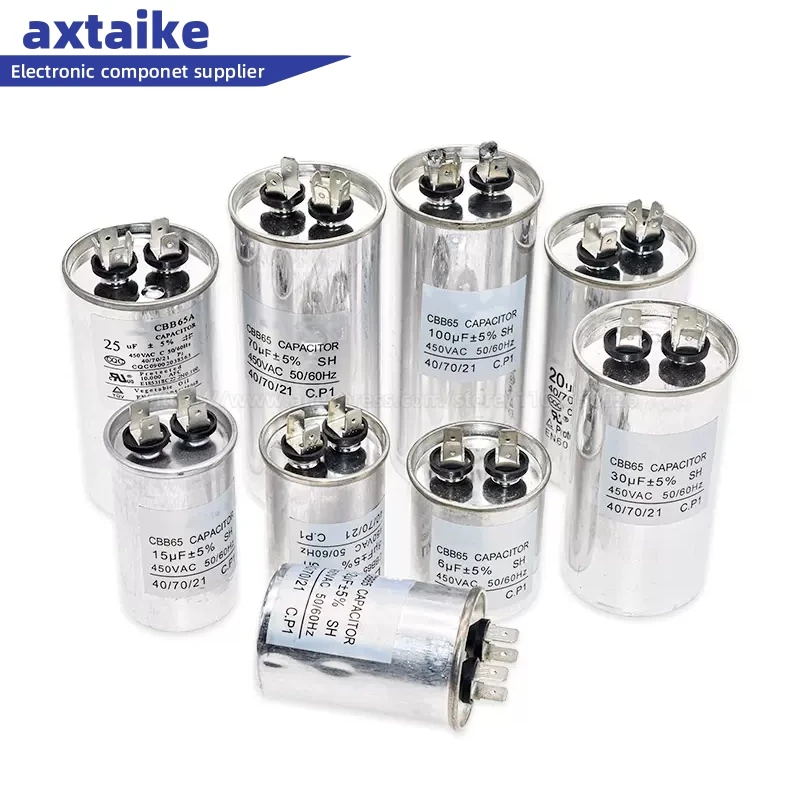 

CBB65 Air Conditioning Compressor Startup Capacitor 450V AC 5UF 6UF 8UF 10UF 12UF15UF20UF25UF30UF35UF40UF45UF50UF 60UF 70UF 80UF