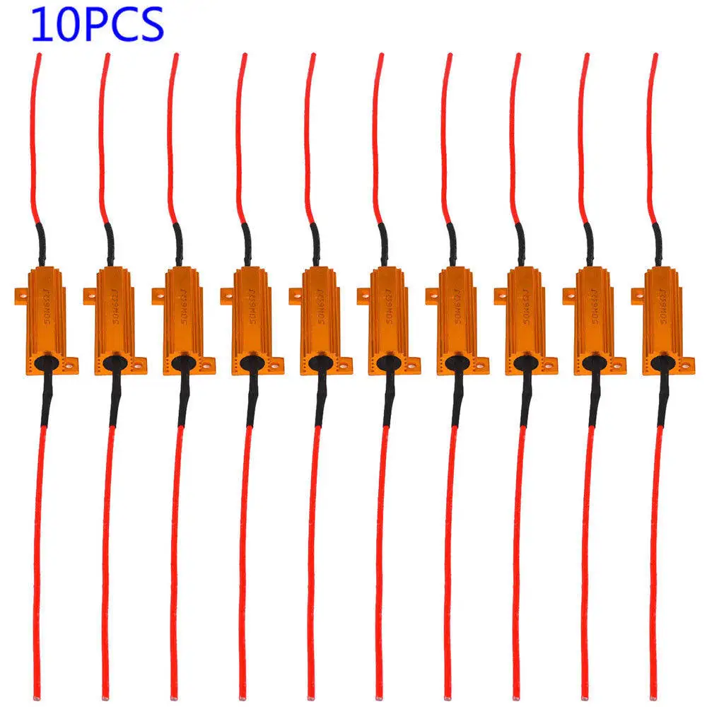 10 Pcs 50W/25W 6ohm Load Resistor For Hyper Flash Turn Signal Blink Blinker LED Bulb hyper or error flashing of LED turn signal