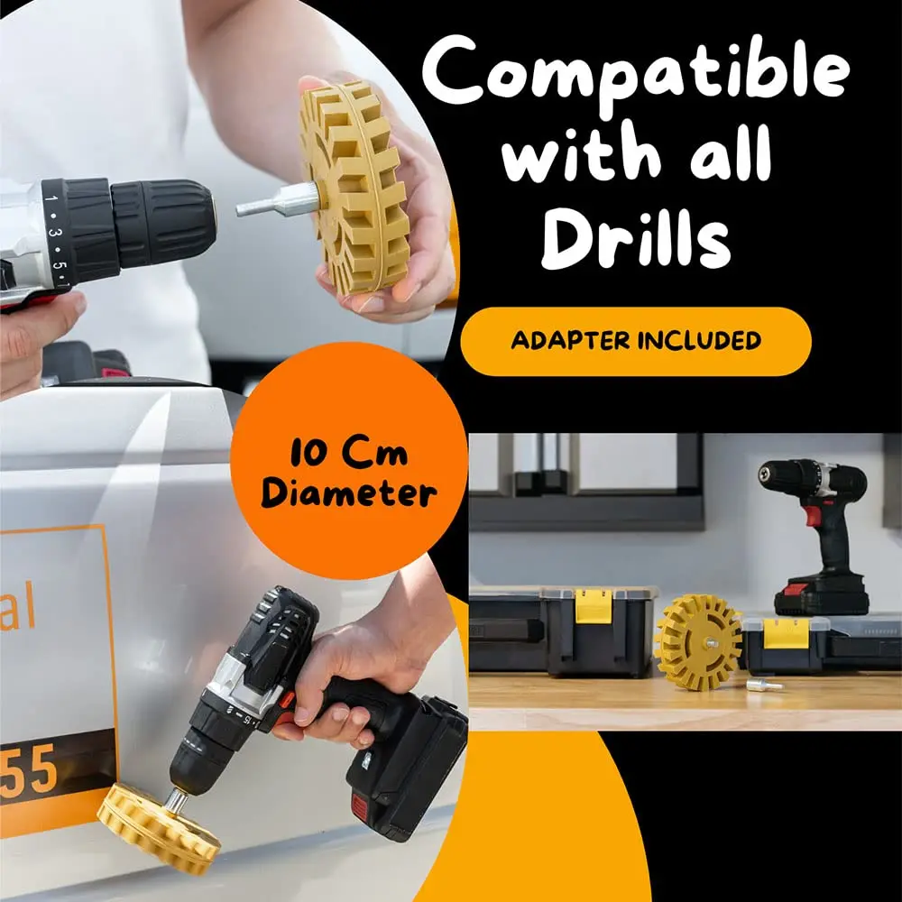3.5/4 Inch Decal Remover Eraser Wheel Remove Car Stickers Adhesive Glass Metal Emblem Pinstripes Rubber Wheel with Drill Adapter sticker remover tool