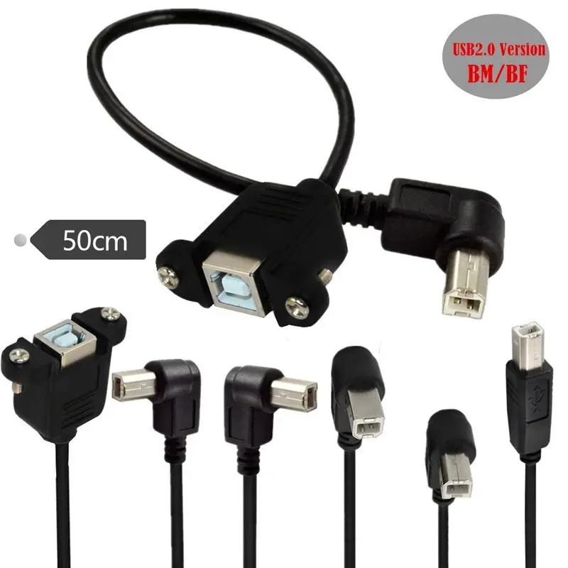 

USB-B Elbow Extension Cable, USB Printing Port Extension Cable, Printing Extension Cable, Male To Female Panel Cable, 0.5m