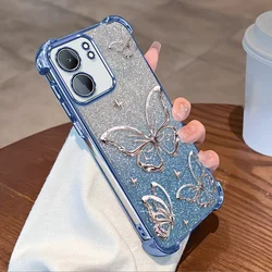 Glitter Plating Butterfly Pattern Shockproof Protective Cover - Flexible TPU with Four - Corner Protection for OPPO A6t 5G (HFDDSJFSHD002)