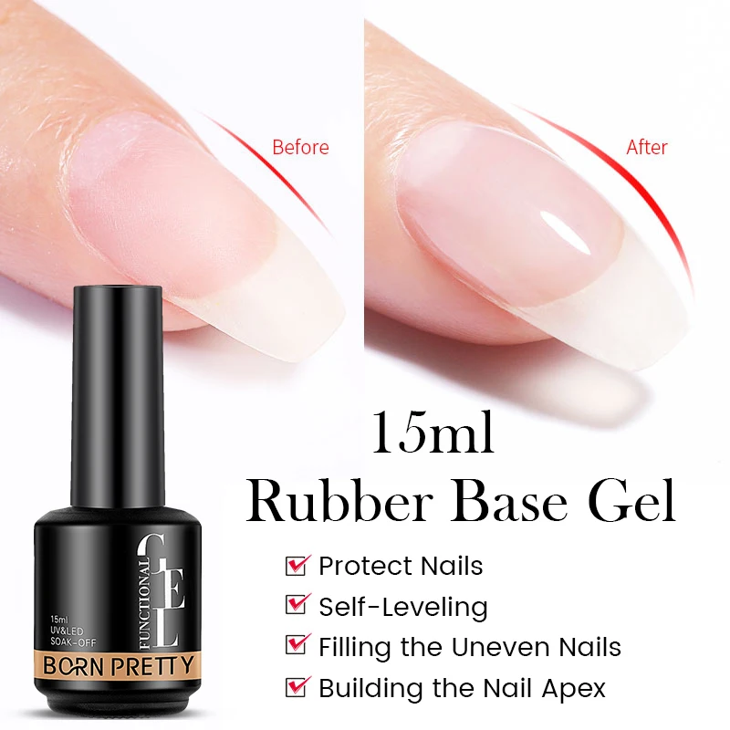 BORN PRETTY 15ml Function Gel Base Super Top Coat Reinforcement Gel Rubber Base Gel Soak Off UV LED Semi-Permanant Varnish 4