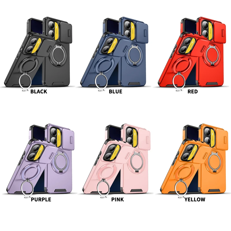 Magnetic Heavy Duty Rugged Phone Case with Ring Stand - ELVEV Anti-Drop Protection