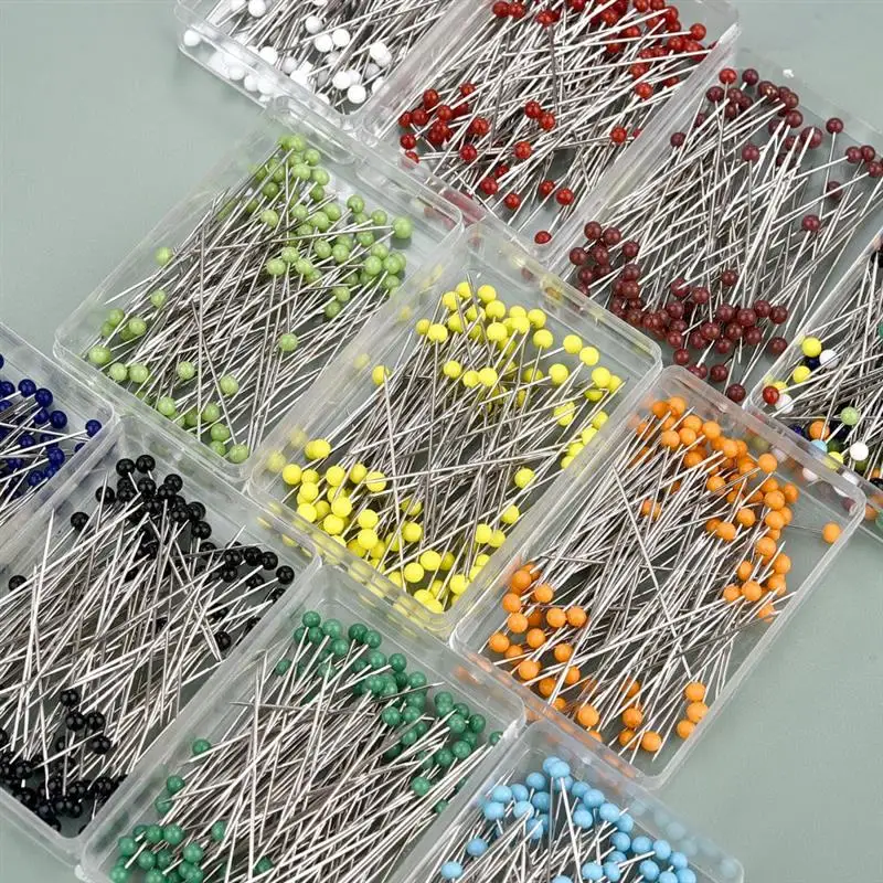 100Pcs Color Round Head Sewing Pins 38mm Glass Ball Head Positioning Pins DIY Dressmaking Jewelry Deco Sewing Accessories