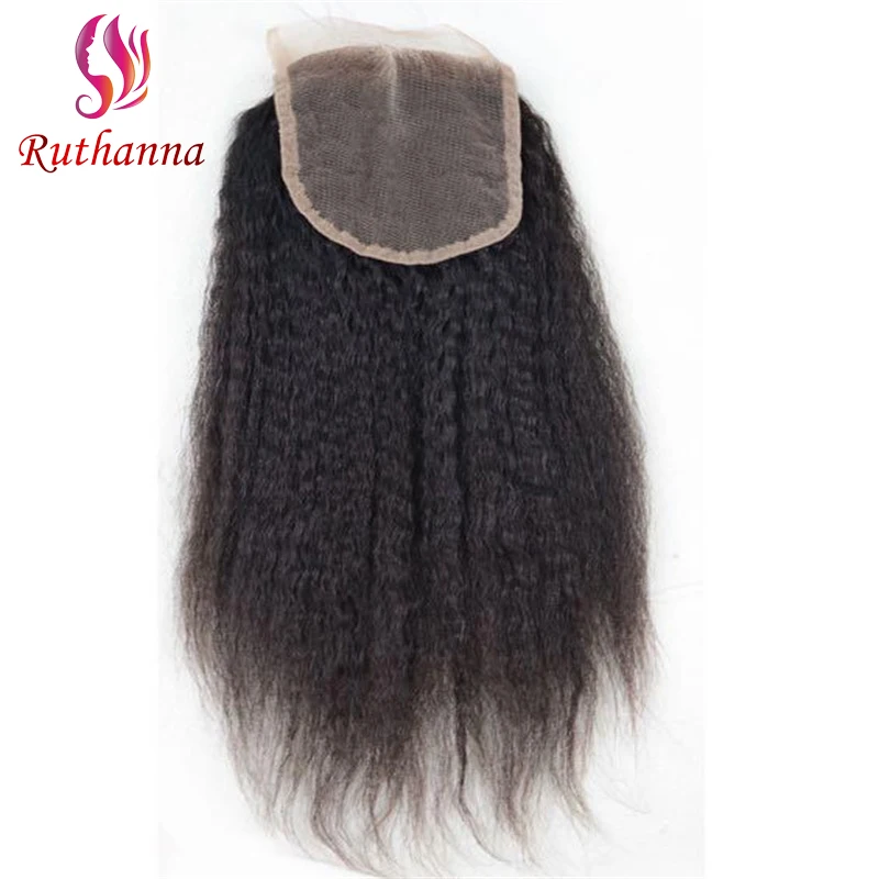 Kinky Straight 5x5 Lace Closure Human Hair Pre-Plucked Hairline Brazilian Virgin Hair Transparent Lace Closure For Women