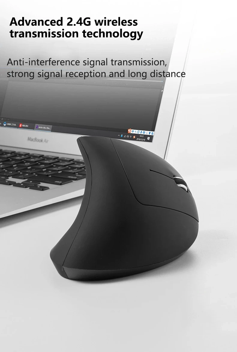 Mouse da gioco verticale ergonomico wireless ricaricabile ottico 2.4G per computer PC, laptop e desktop con connessione USB._voghion.com