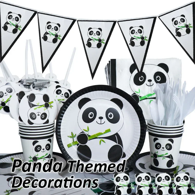 

Panda Cartoon Disposable Birthday Party Tableware Children Animal Party Decoration Baby Shower Family Event Supplies Paper Plate