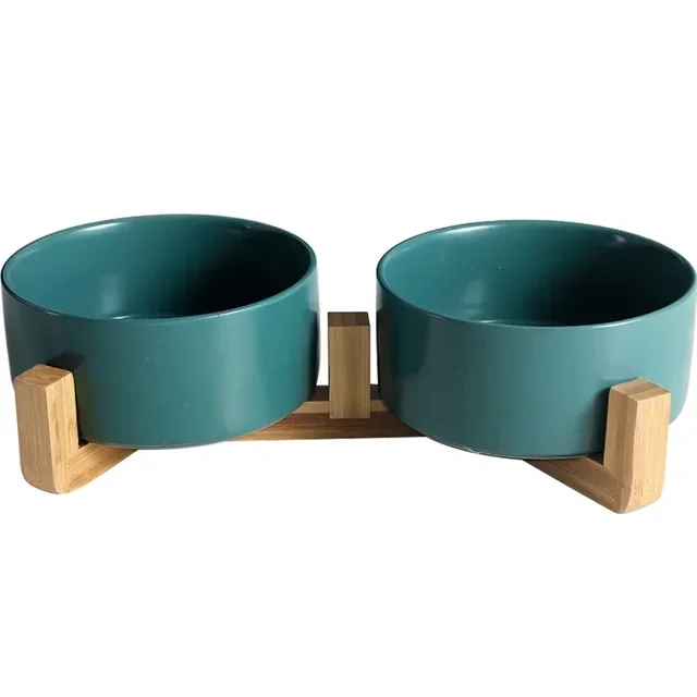 Ceramic Bowl Cat Dog Bowl Cat Food Bowl Cat Bowl Drinking Water Bowl Double Bowl Protection Cervical Spine Bowl Black Pet Bowl 5
