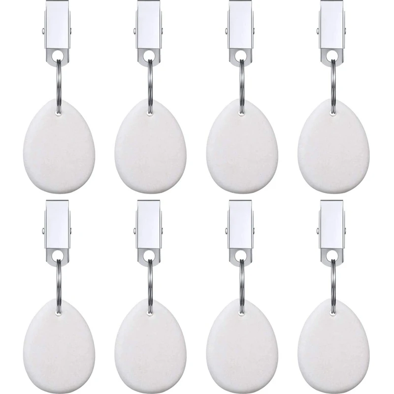 A82I-8Pcs Tablecloth Weights Teardrop Table Cover Weights Metal Clip Tablecloth Pendant Stone Table Hangers