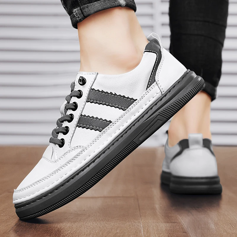 High Quality Brand Outdoor Sports Shoes Park Running Shoes Men's Small White Shoes Minimalist Men's Genuine Leather Casual Shoes