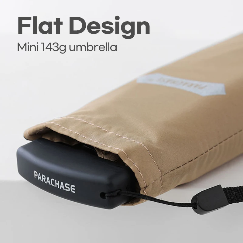 Parachase Flat Rain Umbrella Woman Lightweight 143g Foldable Mini Umbrella Pocket Portable Travel Folding Umbrella Windproof 2