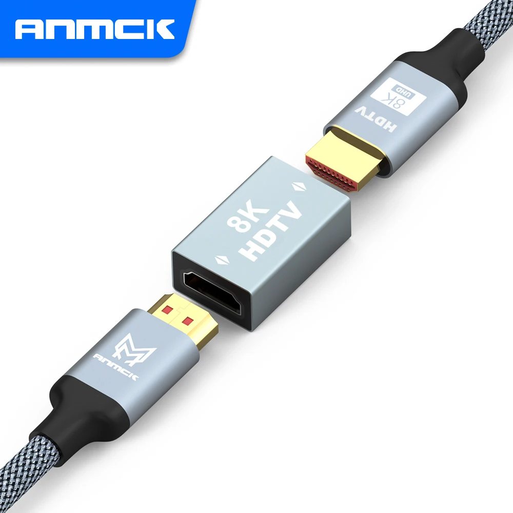 Anmck 4K HDMI-compatible Adapter Female to Female Connector 3D 8K 60HZ Video Extender Converter For Macbook Switcher HDTV-A Cord audio video converter adapter,hdmi extender