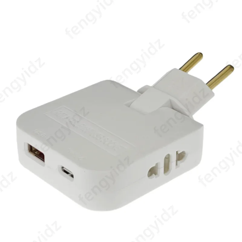 EU Plug Adapter 4-in-1 Rotatable EU Travel Adapter 180&deg; Swivel Socket USBC & USB Ports Universal Charger for Global Devices