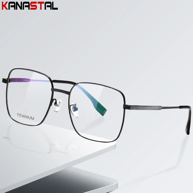 

Pure Titanium Men Glasses Frame Women Reading Eyewear Blue Light Blocking Optics Lenses Prescription Myopia Polygon Eyeglasses