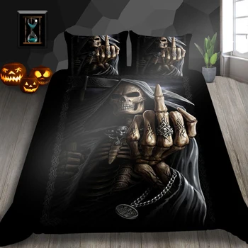 Skull Bedding Set for Bedroom Decor Soft Comforter Cover Pillowcases