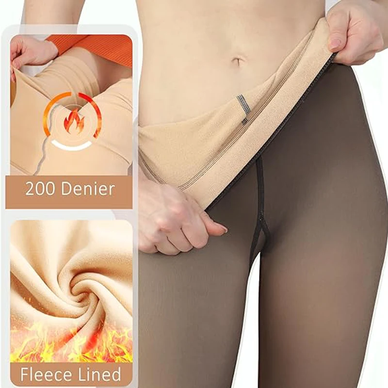 Winter Women&rsquo;s Pantyhose Resile Thermal Stockings Leggings Fake Translucent Warm Plush Fleece Tights Flawless Socks women leggings
