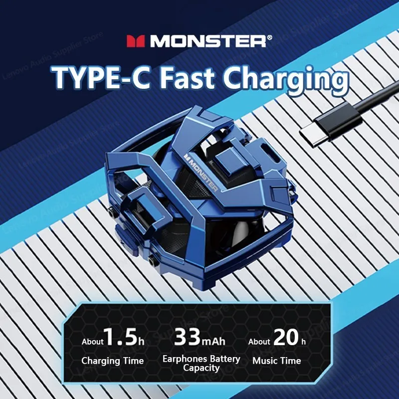 Choice Monster 블루투스 5.2 무선 게이밍 헤드셋, 장거리 소음 차단 헤드폰, HIFI 스테레오 음악 이어버드, XKT09