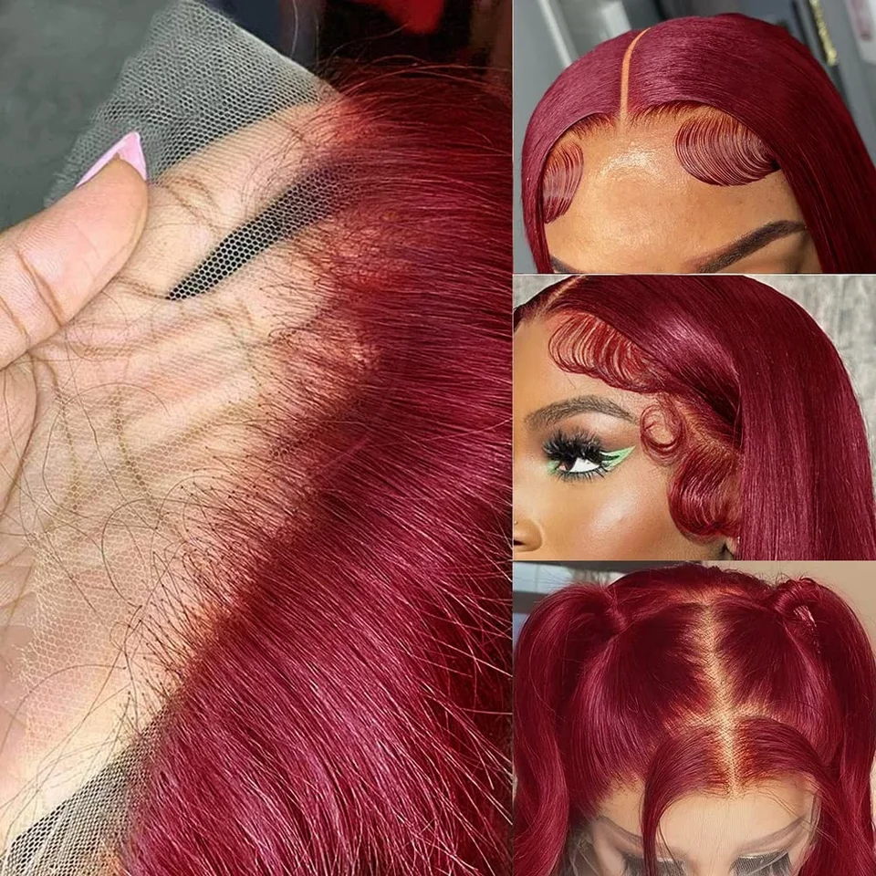 Dixtefo 99J Burgund Lace Front Perücke – 13x6 HD, 220% Dichte, Brasilianisches Echthaar