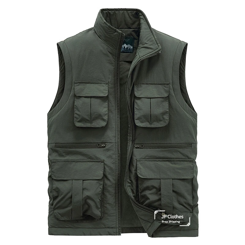 

Winter warm padded waistcoat jacket thickened multi-pocket fishing vest waistcoat men's youth casual vest sleeveless jacket 6XL