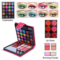 33 Colors Eye Shadow Powder Blush Lipstick Lasting Cosmetics Makeup Set with Mirror For Beginner Kids Travel Portable Palette 2