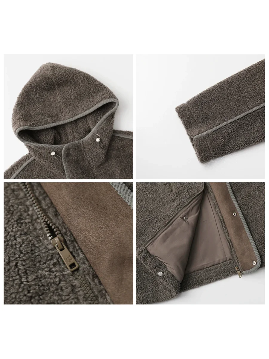 CHIC VEN Women's Jackets Solid Loose New British Hooded Stand Up Collar Ladies Jacket Warm Female Plush Coat Autumn Winter