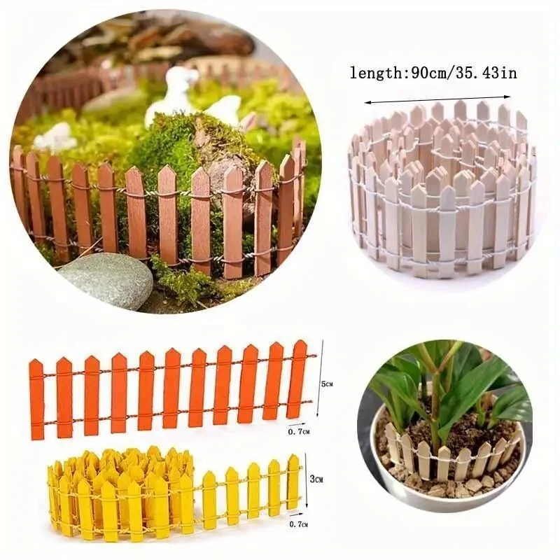 Garden Art Decor Garden decoration micro landscape small ornaments fleshy wooden fence 90cm cm fence extended mini landscaping tools