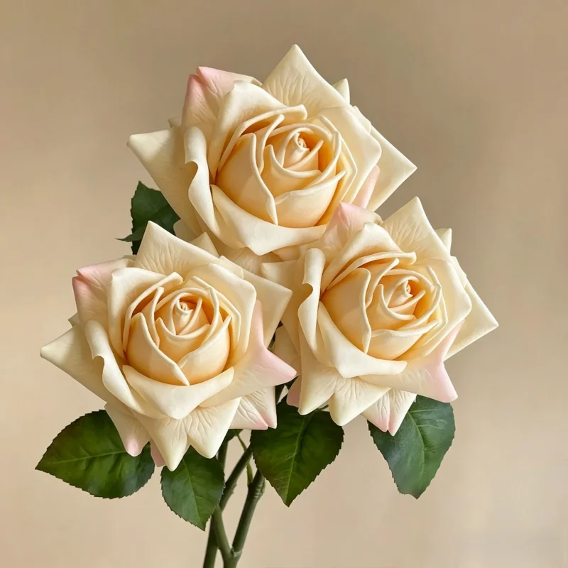 Luxurious Real Touch Roses - Set of 3 Artificial Flowers for Elegant Home and Event Decor