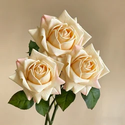 Luxurious Real Touch Roses - Set of 3 Artificial Flowers for Elegant Home and Event Decor (3PCS - champagne)