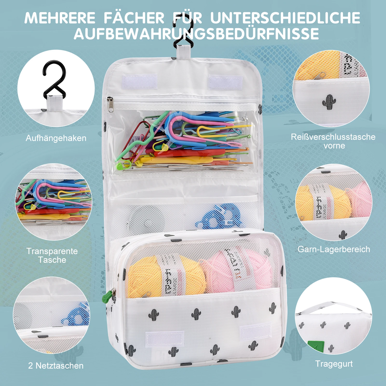 1 Set DIY-Häkelset für Anfänger, mit Wolle, Tasche, Häkelzubehör, Strickset, praktisches Häkelnadel-Set (optional) – Detail 13