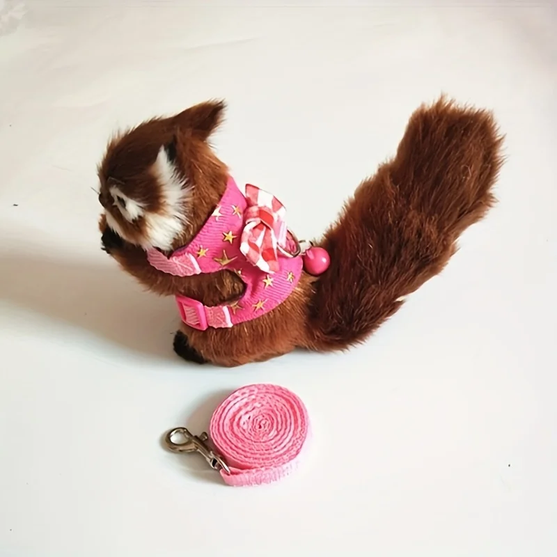 Hamster Harness and Leash Set - Comfortable Padded Vest for Small Pets with Bow Bells