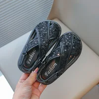 2025 Summer New Children Fashion Sandals for Girls Korean Style Soft Non-slip Round Head Versatile Princess Chic Beach Shoes 2