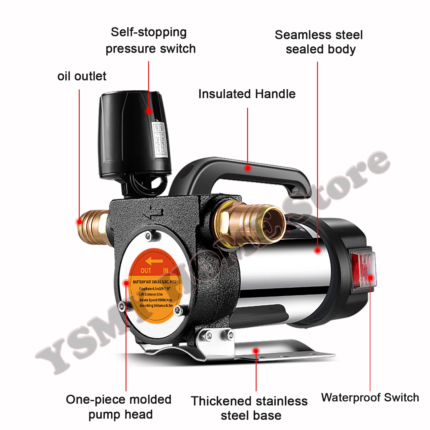 12V/24V/220V Diesel Kerosene Fuel Transfer Pump Self-Priming Oil Dispenser Portable Automatically Stop Electric oil pump