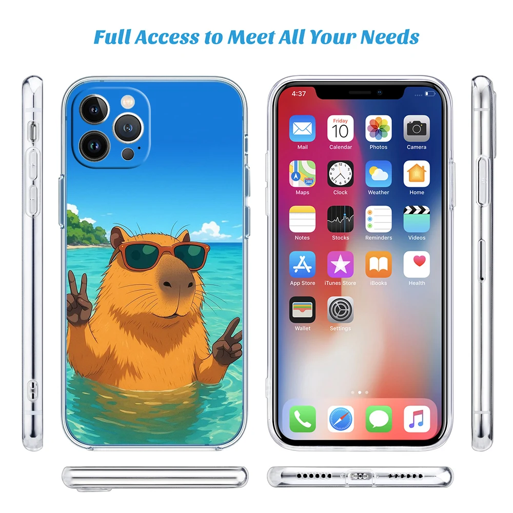 Cartoon Capybara Soft Shell Transparent Phone Case