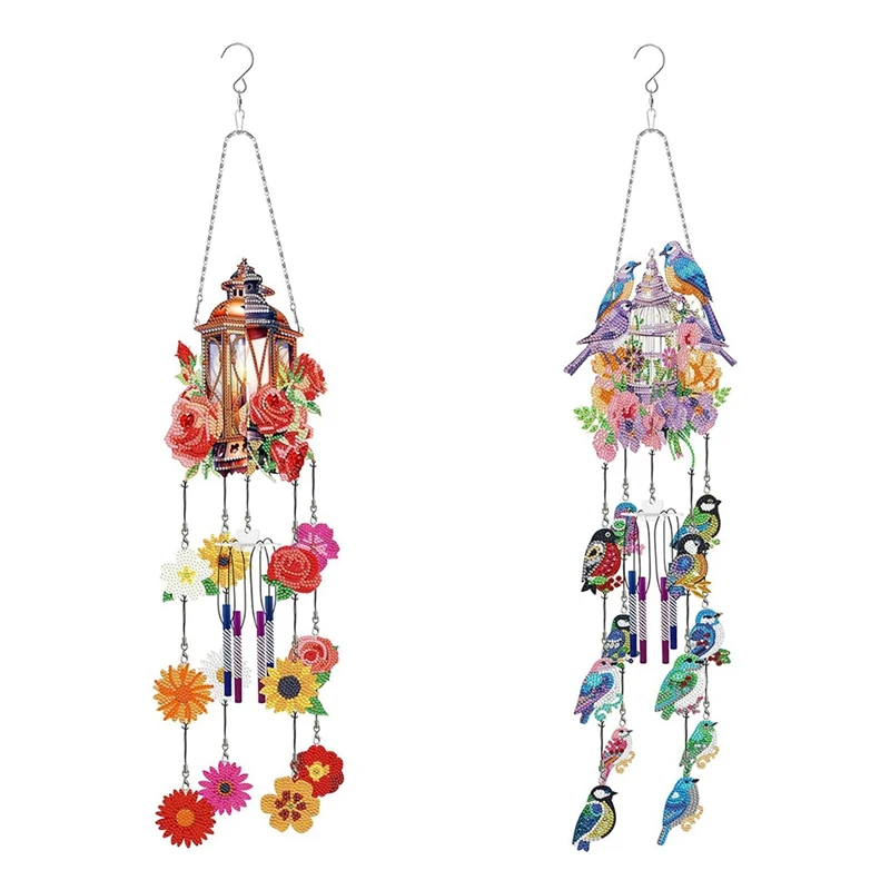 

Wind Spinner DIY Diamond Art Painting Wind Chime Double Sided Hanging Ornament For Garden Wind Spinners 2 Pieces