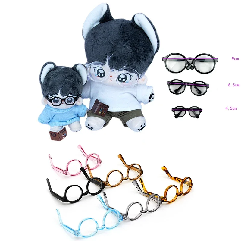 1/3 1/4 Bjd Dolls Glasses 10cm 20cm Cotton Doll Glasses Clear Lens Round Frame Eyewear Eye Glasses Doll Clothes Accessories 6