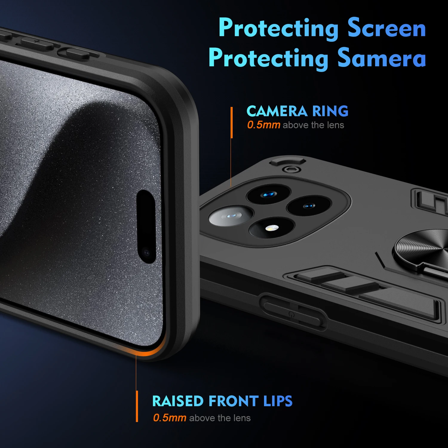 Military Grade Shockproof Protective Case with Ring Stand Holder